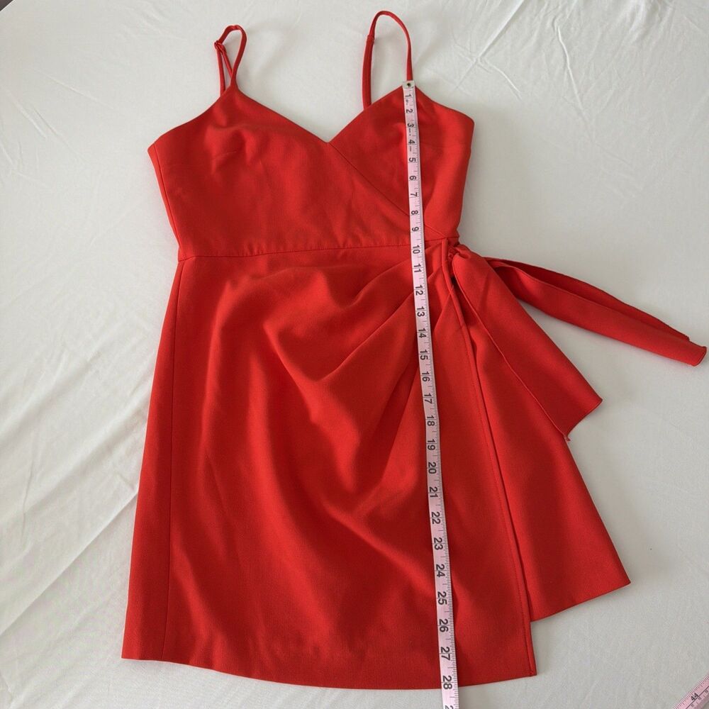 French Connection Womens Sz US 4 Whisper Faux Wrap Dress Red V-Neck Resort EUC - Picture 13 of 14